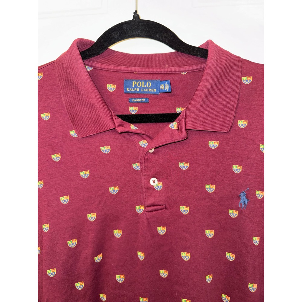 Polo Ralph Lauren Mens XXL Burgundy Crest Embroidered Classic Fit Polo Shirt